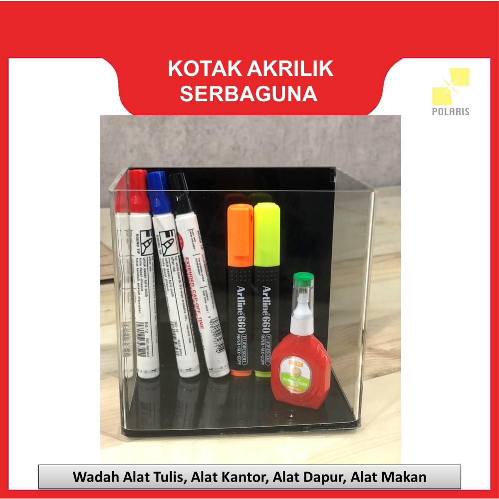 KOTAK AKRILIK-BOX AKRILIK-BOX ACRYLIC SERBAGUNA-KOTAK ALAT TULIS-WADAH ALAT KANTOR-WADAH ALAT DAPUR-WADAH ALAT MAKAN 151015