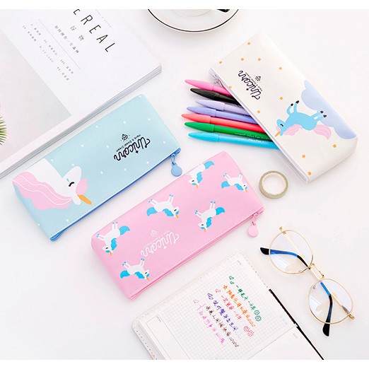 Tempat Pensil Karakter UNICORN Lucu Warna Pastel / Pencil Case Unicorn / Tempat Alat Tulis Unicorn