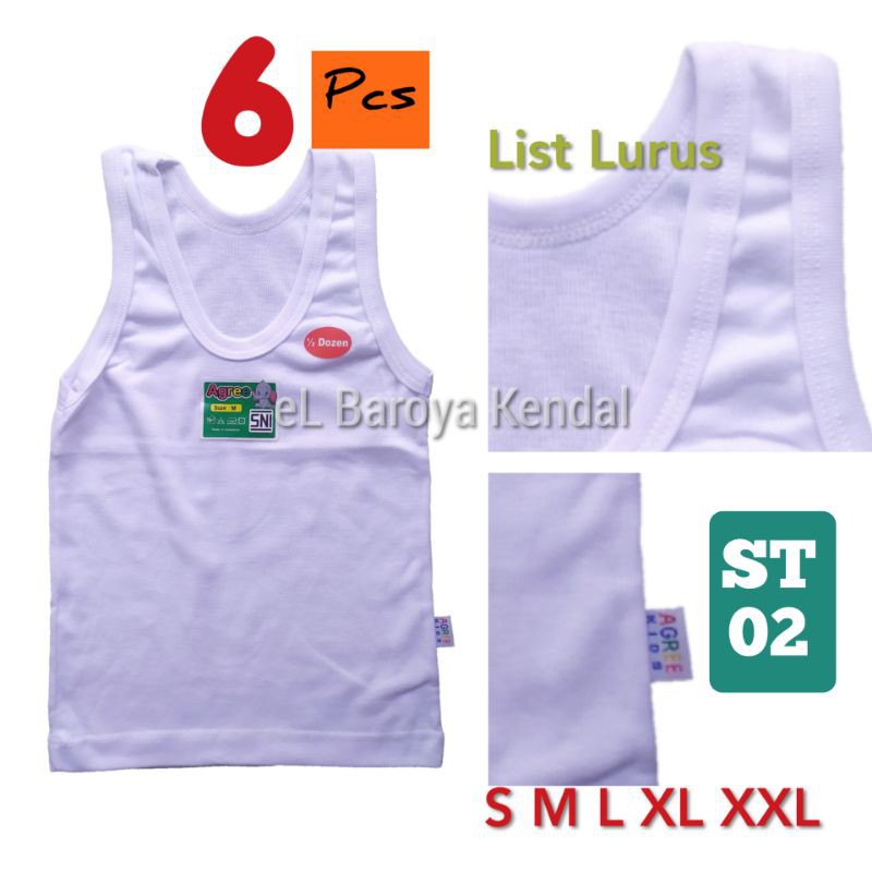 6 Kaos Dalam Agree Singlet Bayi Anak TK