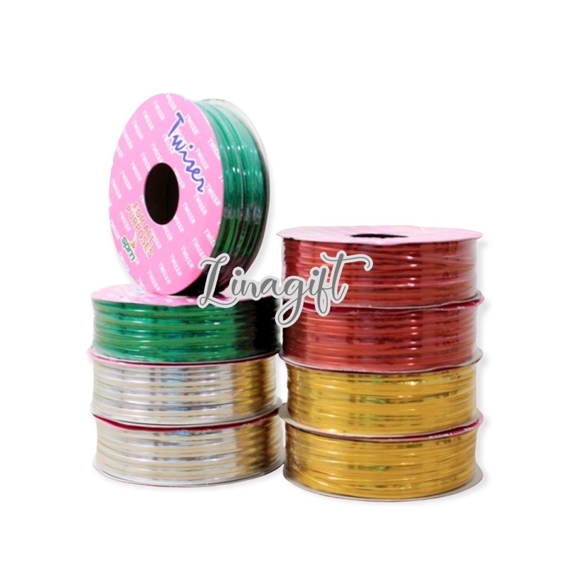 ( Rol 20 Yard ) WIRE RIBBON ROPE - PITA KAWAT SOUVENIR ROLL / IKATAN / GOODIE BAG / HAMPERS PARCEL GOLD SILVER RED PURPLE BLUE GREEN