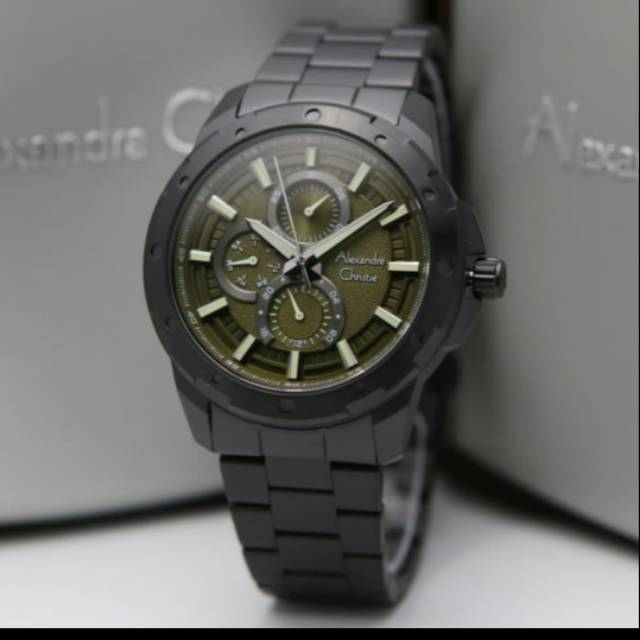 Jam pria ALEXANDRE CHRISTIE AC6538 HITAM HIJAU ARMY