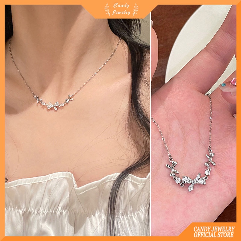 Kalung Desain Butterfly Bahan Zircon Gaya Korea Untuk Wanita