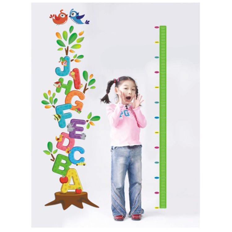 RELIZA WALL STICKER PENGUKUR TINGGI BADAN ALPHABET HURUF STUDY ANAK STIKER DINDING XY8096