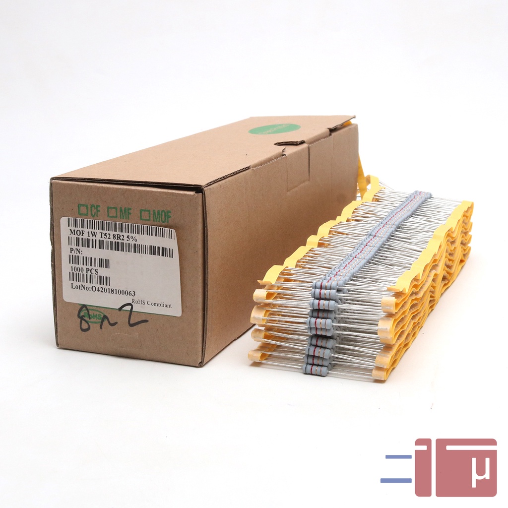 x10 Resistor 8R2 8.2 Ohm 1W Metal Oxide 5% Taiwan Kaki Tembaga