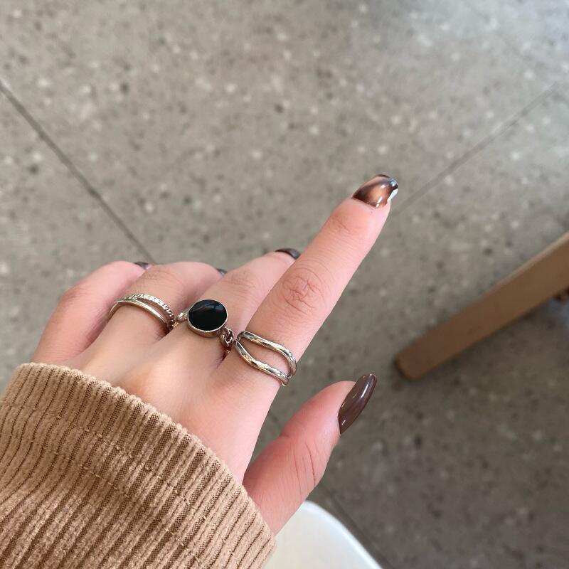 3 Pcs/set Korean Fashion Cool Girl Ring Set Adjustable Simple Rings for Women Jewelry Accessories