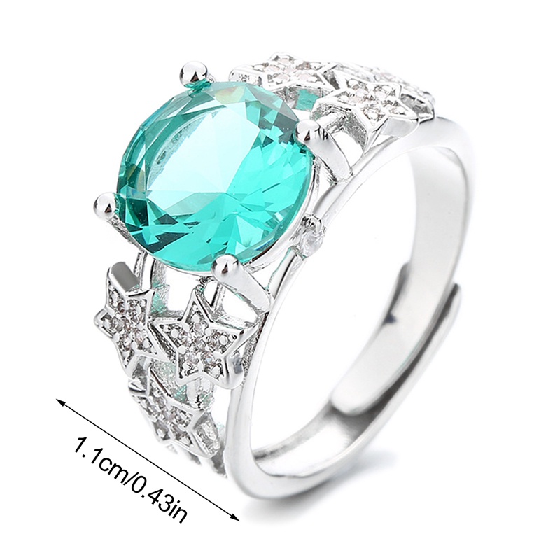 Fancyqube Cincin 925 Sterling Silver Bentuk Oval Cut Out Aksen Zamrud Hijau Biru Merah Zaitun Bahan Zirkon Untuk Wanita