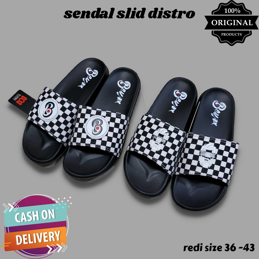 Sandal Slide Checker Board / Sendal Slip On Catur bewox ori