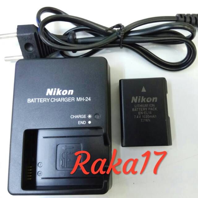 CHARGER NIKON MH 24 + BATERAI CAMERA NIKON D3200