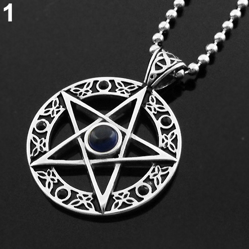Hu Hu Hu Hu Hu Alat Bantu Pasang Kacamata♡ Kalung Rantai Liontin Bintang Pentagram Hollow Vintage Bahan Zinc Alloy Untuk Priawanita