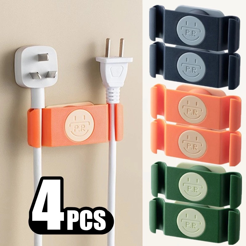 4 Pcs Rak Kait Gantung Dinding Penyimpanan Kabel Listrik Power Plug Data Multifungsi Untuk Rumah