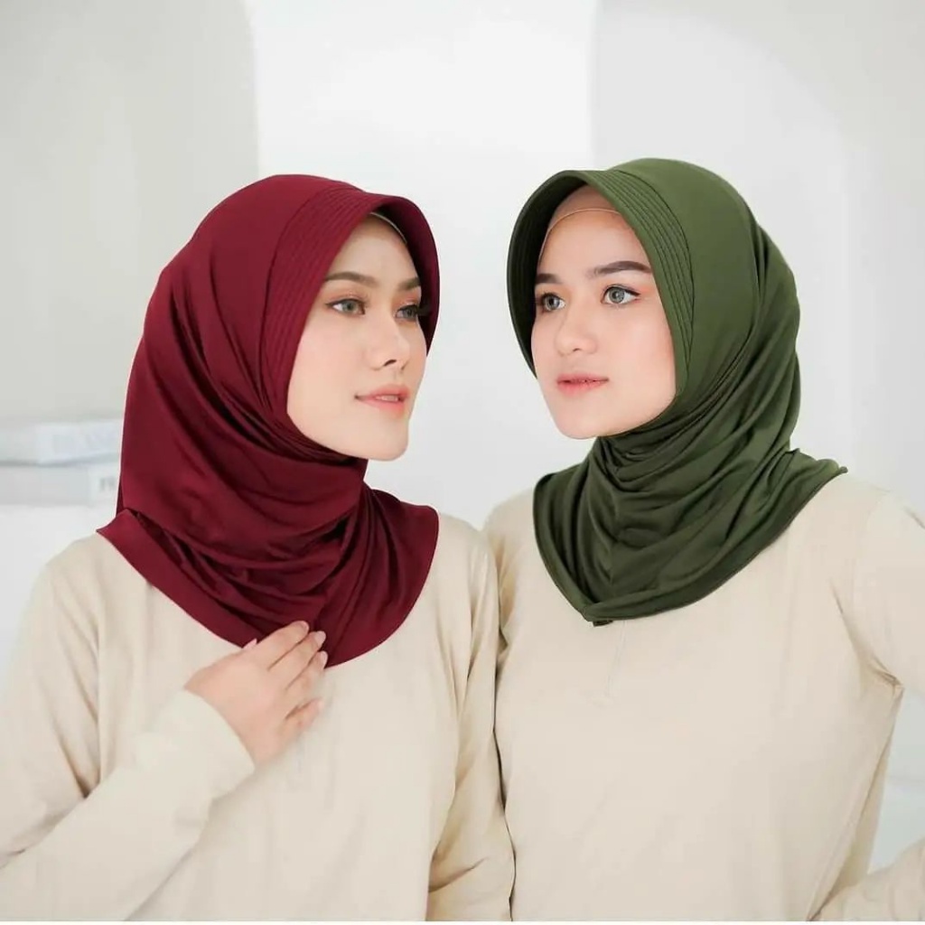 MALAYU HIJAB Kerudung Krudung Hijab Jilbab Bergo Olahraga Sport Sporty Volly Wanita Muslim Bahan Jersey Zoya Premium Korea Murah Instan Instant Syari Warna Putih-3