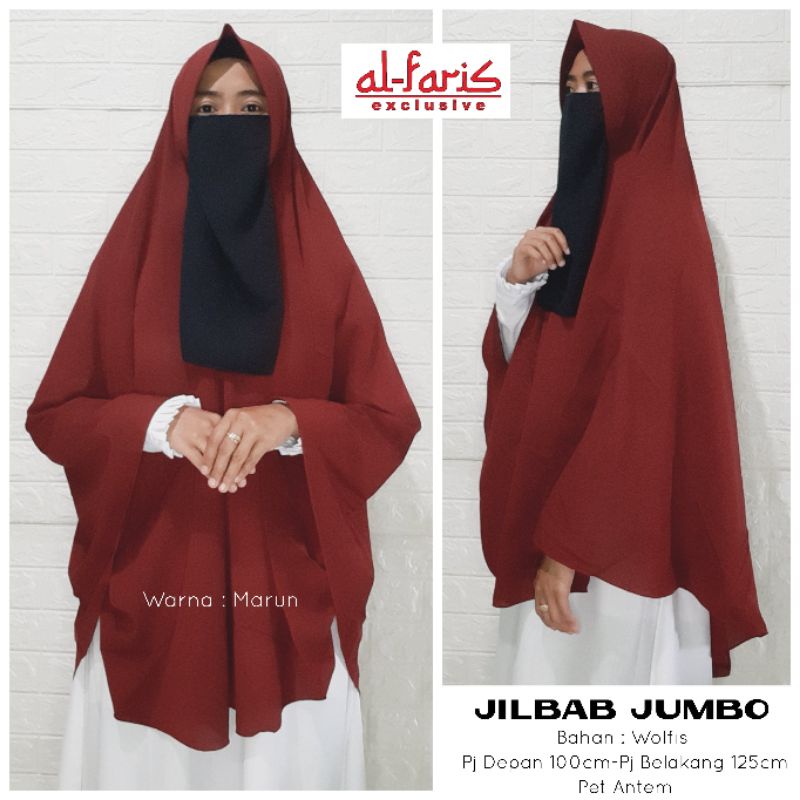 Jilbab Wolfis Super Jumbo pet antem syari jilbab instan
