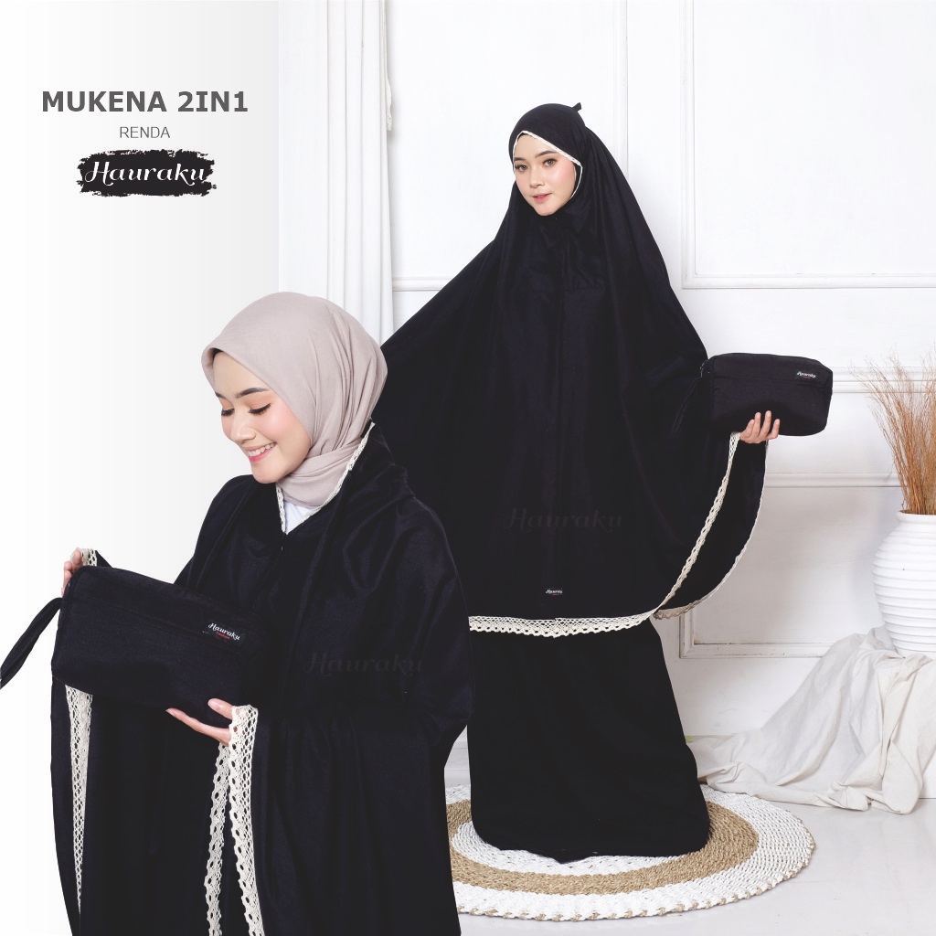 Mukena Traveling 2 in 1 Dewasa Pouch Ponco Katun Premium