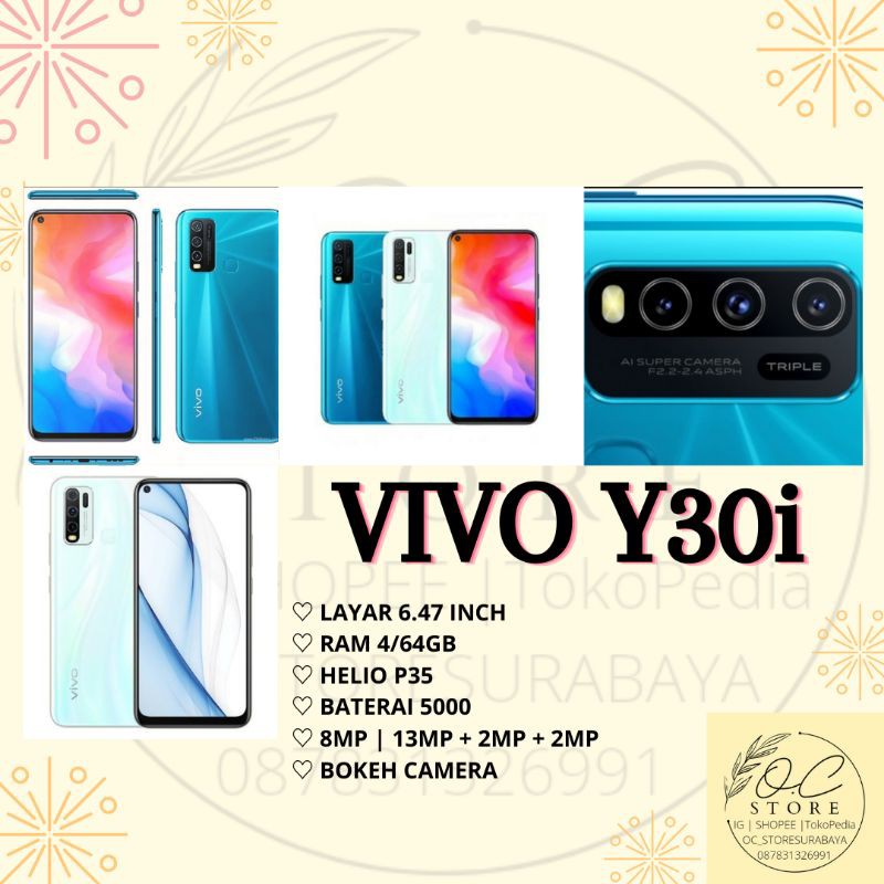 HP VIVO Y30i RAM 4/128GB BATERAI 5000mAh TERMURAH