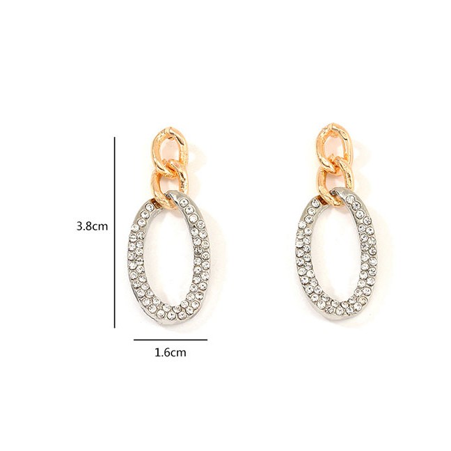 LRC Anting Tusuk Fashion Golden Geometric Circle Diamond Earrings D66100