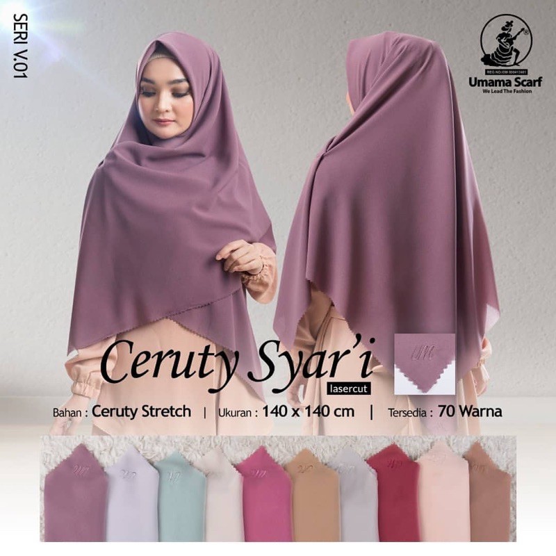 [BISA COD] CREPE SYARI LC UMAMA SCARF / HIJAB JILBAB SEGIEMPAT DIAMOND SYARI LASER CUT