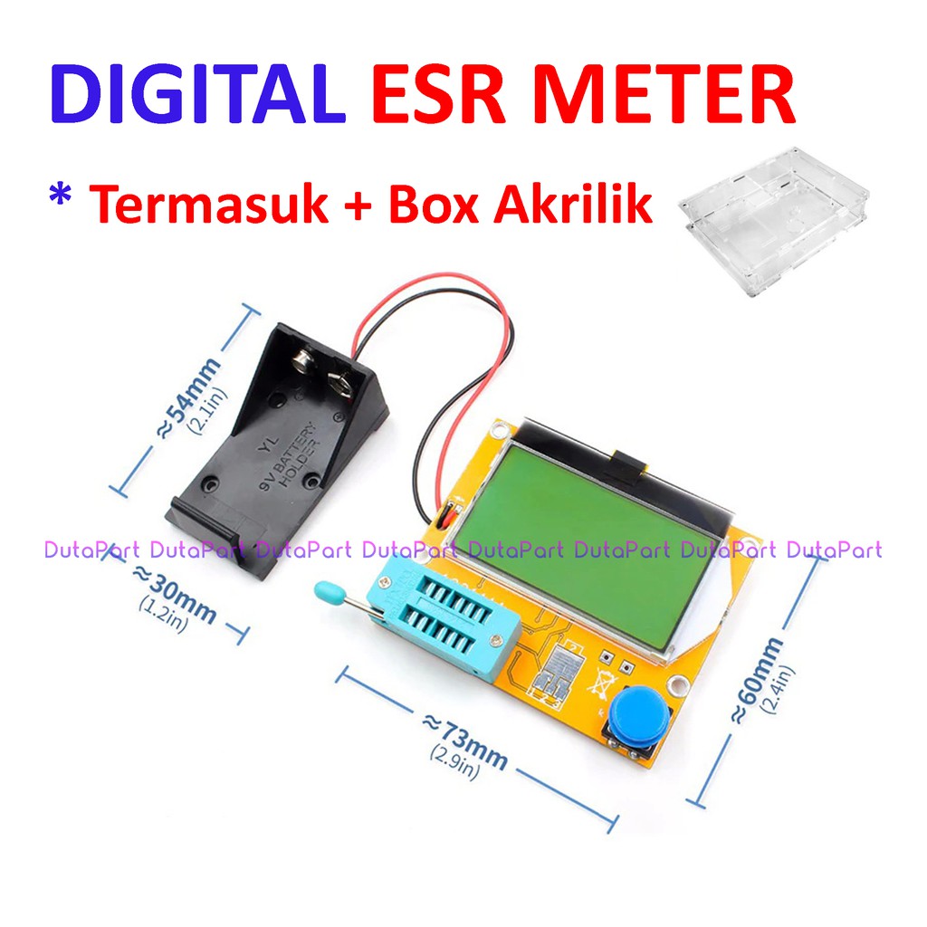 Digital ESR Meter LCR Tester Transistor Mosfet Termasuk Box Akrilik