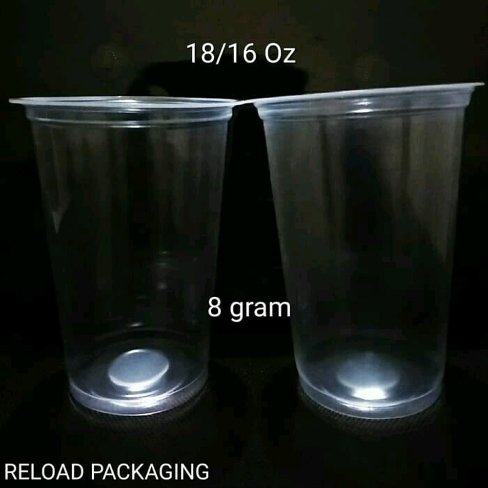 Isi 50pcs Gelas Plastik PP 16oz 18oz Plastic Cup PP 16 oz 18 oz JC1618P Natural TERBARU GOJEK READY