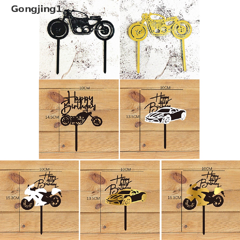 Gongjing1 Topper Kue Bentuk Motor / Mobil Bahan Akrilik Untuk Dekorasi Kue Ulang Tahun