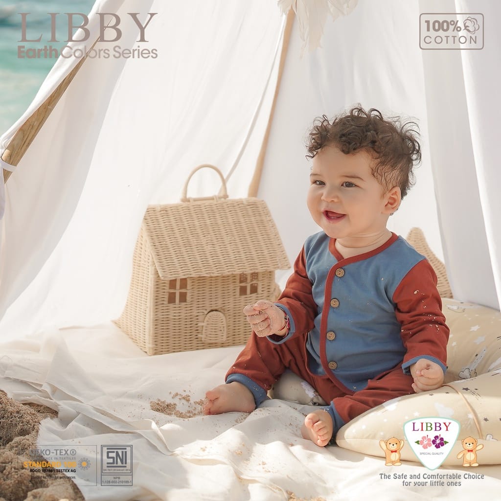 Libby Comfy Earth Series Setelan Baju Bayi Panjang Celana Panjang Series KOMBINASI 0-3 Newborn 3-6 6-12 1-2 Tahun Arevyonlineshop Kado Baby