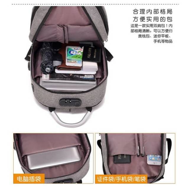 TAS RANSEL PRIA ANTI MALING PORT USB / BACKPACK FASHION KEKINIAN / TAS RANSEL COWOK ANTI MALING