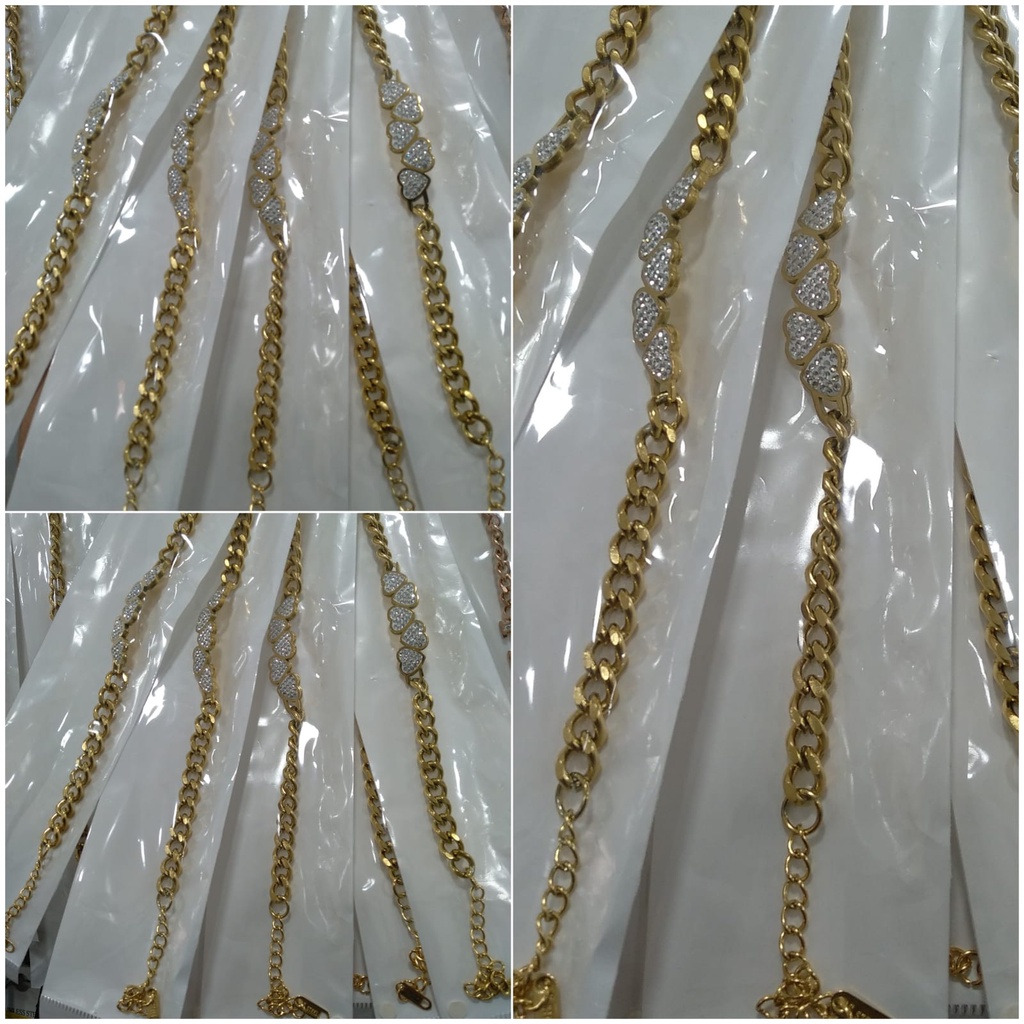 AV154 Grosir Gelang Rantai Titanium Motif Love Permata