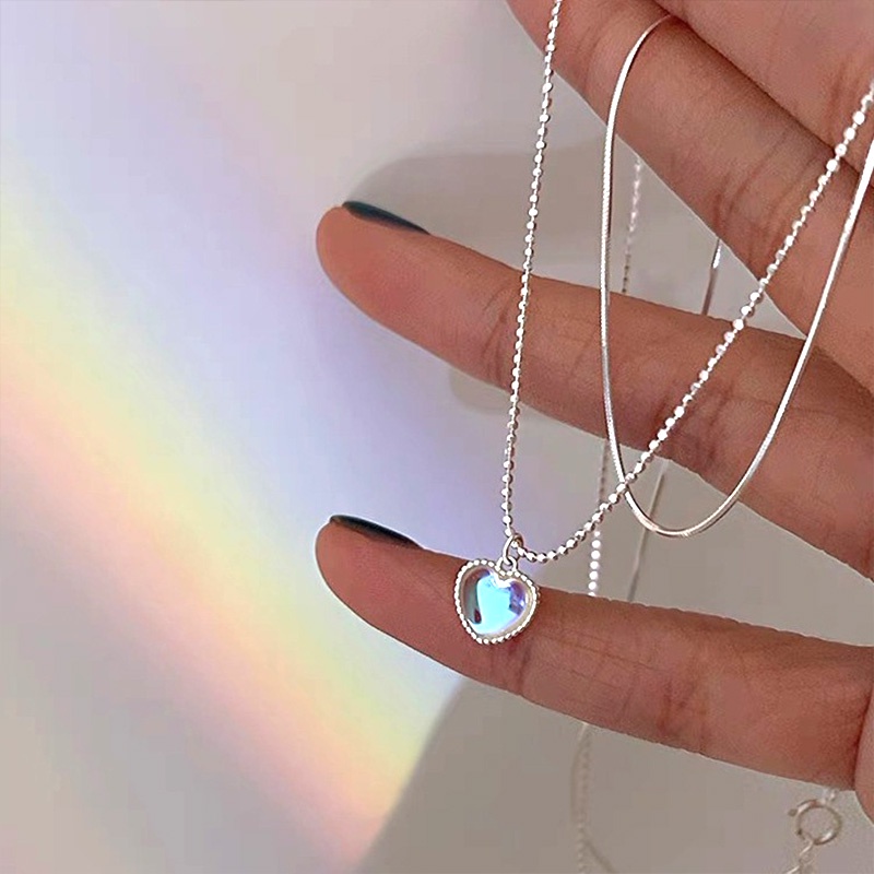 Perhiasan Kalung Liontin Hati Lapisan Ganda Gaya Korea Untuk Hadiah Wanita