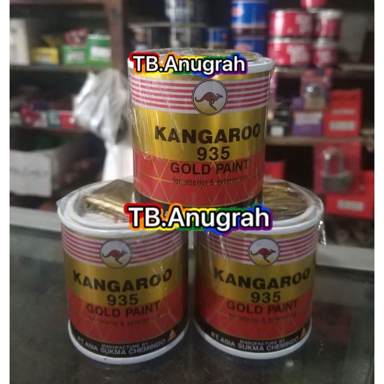 CAT WARNA EMAS KANGAROO 935 / CAT WARNA GOLD 100CC 100ml 100GRAM / CAT TERALIS PAGAR BESI BAJA EMAS 0.1L