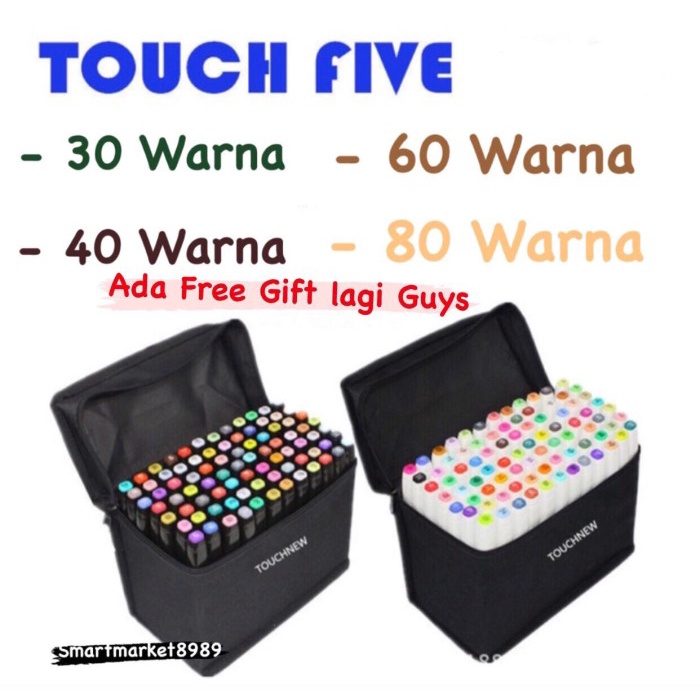 

(BISA COD) TouchFive Marker 60 PCS / Twin Marker Sketsa Drawing /Animation Sketsa - Putih