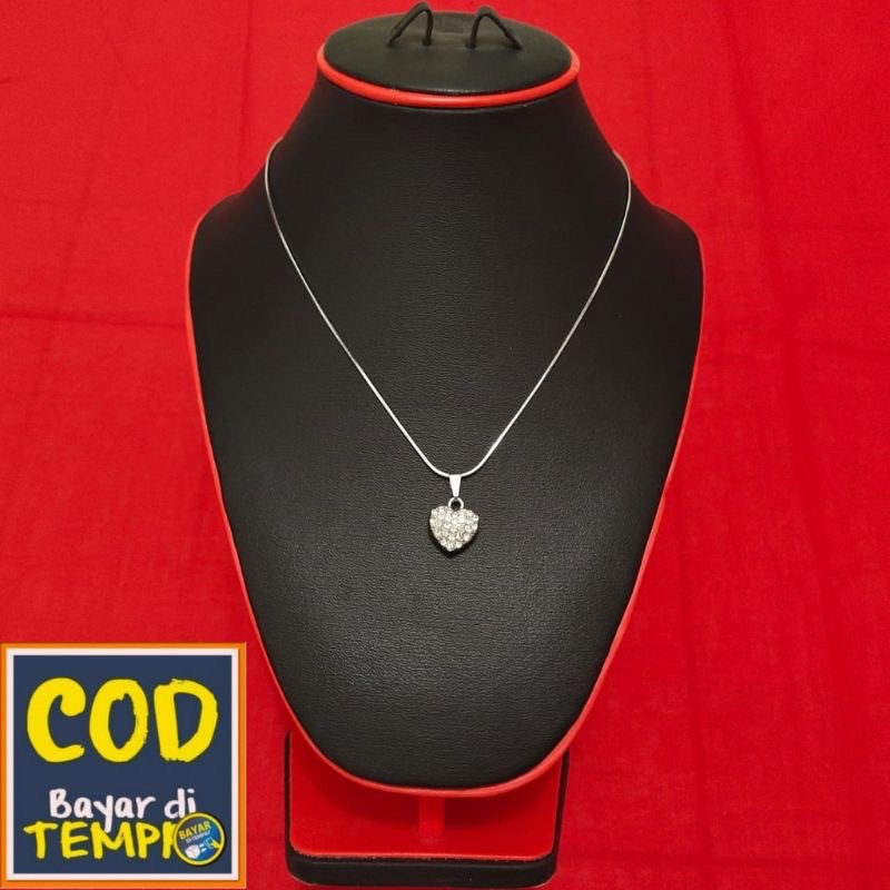 COD- KALUNG TITANIUM SILVER ANTI KARAT ANTI LUNTUR PERMATA LOVE ANTI PUTUS DAN SANGAT KUAT