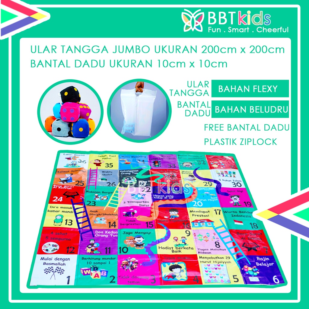 ULAR TANGGA JUMBO ISLAMI BANTAL DADU  SPINNER MAINAN ANAK BOARD GAME EDUKASI GIANT SNAKE LADDE
