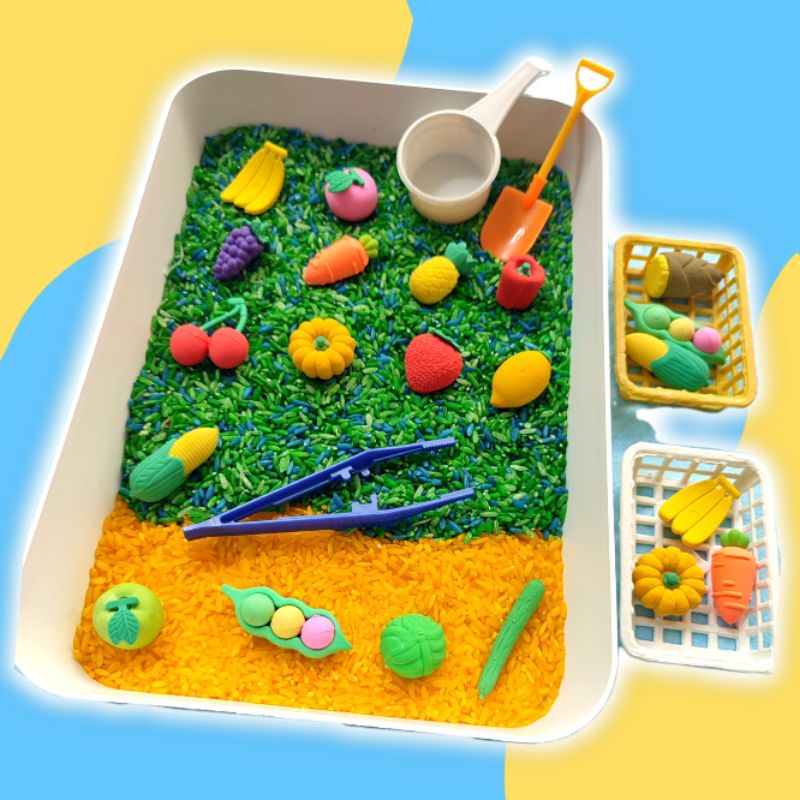 Sensory Box Perkebunan DIY Mini Garden / Eksperimen Pencampuran Warna Sintetik