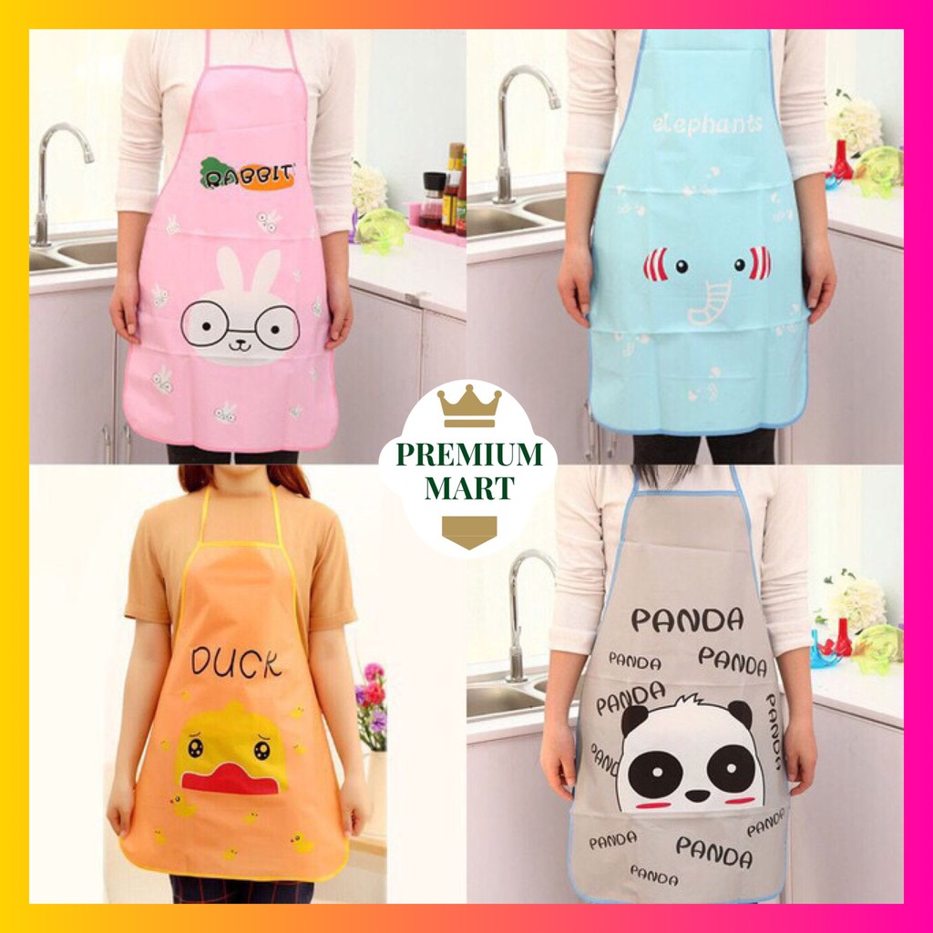 Celemek Plastik Tipis Motif Karakter - Apron Dapur Masak Lucu Waterproof Anti Air