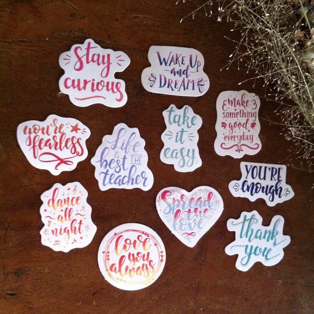 

[11 PCS] Sticker Pack Set Quotes Aesthetic untuk Scrapbook Journaling Case HP