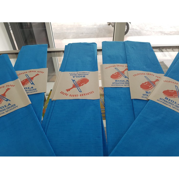 

Dijual KERTAS KREP BIOLA WARNA BIRU MUDA / KERTAS CREPE Limited