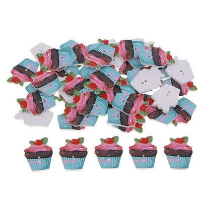 Kancing Kayu Dua Lubang - Cupcake Style (10pcs)