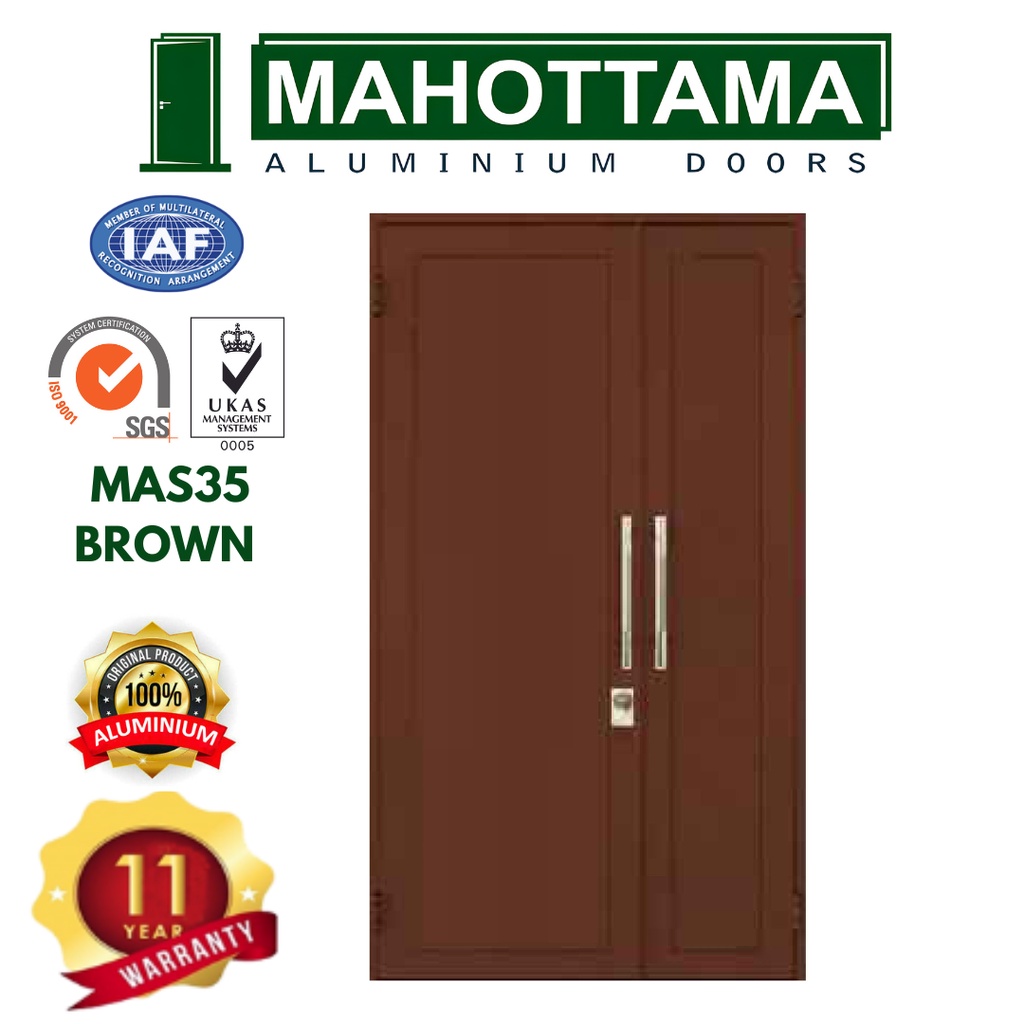 MAHOTTAMA - Pintu Rumah Utama Kamar Tidur Kamar Mandi Aluminium 120 x 215cm 1 Set Kunci Handle Engsel Original Garansi Resmi Bisa Custom Ukuran Geser / Sliding Door - MAS35