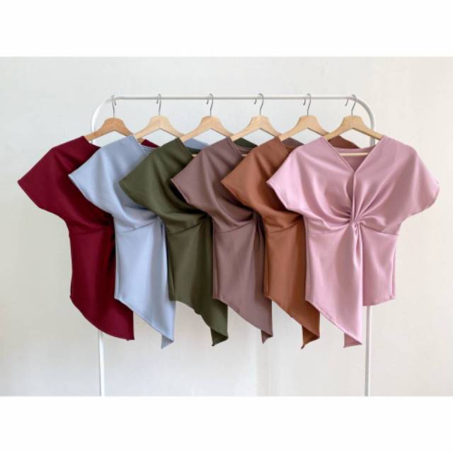 Blouse scuba twist wanita import hongkong atasan scuba  wanita import hongkong