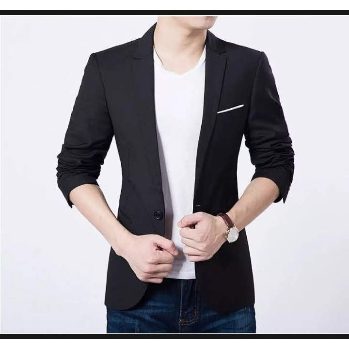 BLAZER SLIMFIT PRIA HITAM GABRIEL STRIPE BLACKLIST ORIGINAL NIKAYU HIGH TWIST