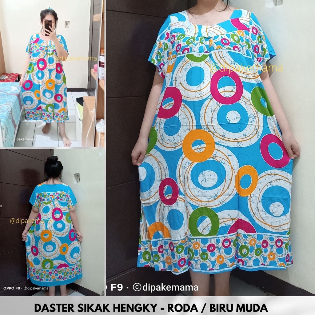 Daster Hengky Sikak ANYELIR TERBARU SEPATU BINTANG roda Baju Tidur Daster Batik Murah Harga Pabrik DASTER WANITA TERLARIS-RODA-BIRU MUDA