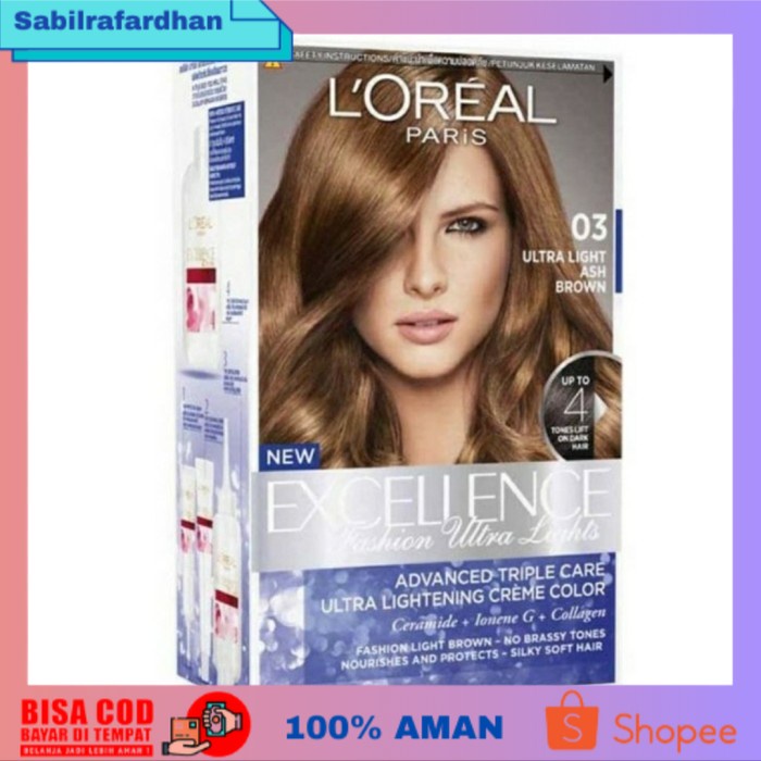 (COD PROMO) LOreal Paris Excellence Hair Color - Pewarna Rambut - 03 Ash Brown
