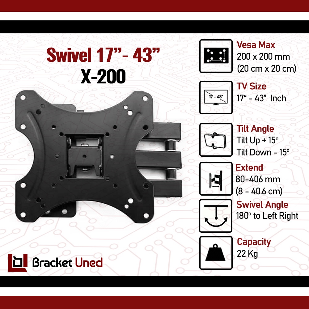 Bracket TV LED LCD 32 40 43 42 24 21 29 49 17 14 Inch Dijamin Cocok 14 - 40 In 6 Arah Universal Breket TV Briket TV Braket TV Gantungan TV Tembok Tempelan TV Dinding BU1 X200 X400