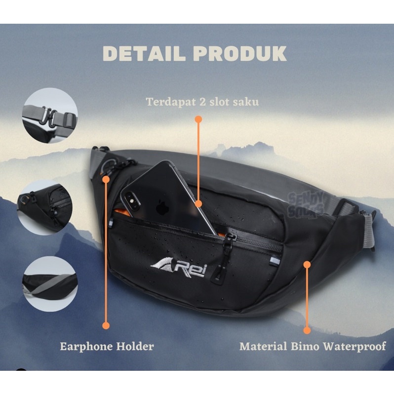 TAS SELEMPANG PRIA WATERPROOF WAIST BAG PRIA ANTI AIR ANTI SOBEK USB