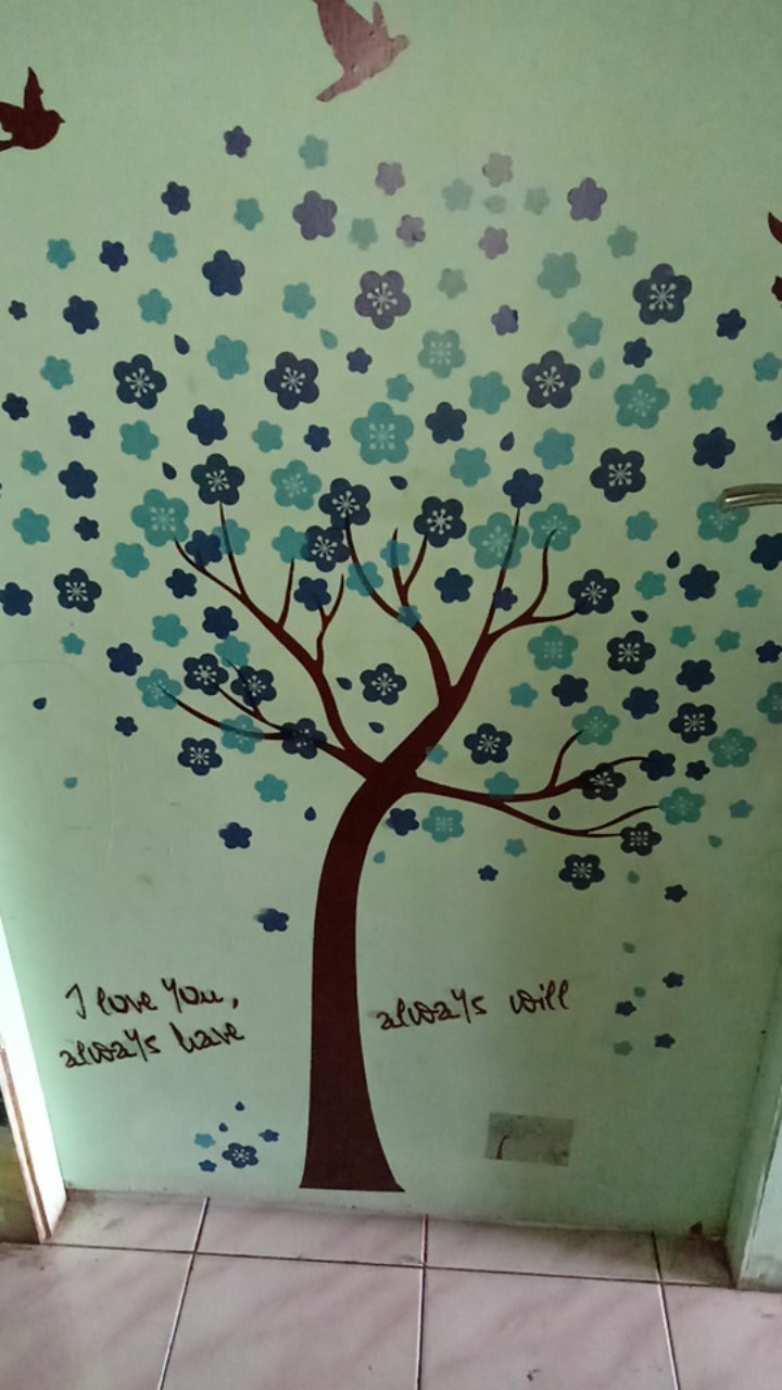 Reliza Wall Sticker Pohon Sakura Biru Tree Blue Flower Ay9026b Stiker Dinding