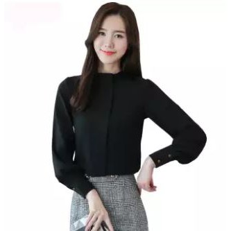 ROTTENKLASS ZUKY TOP BAJU ATASAN BLOUSE WANITA LENGAN PANJANG PAKAIAN SANTAI CEWEK WARNA HITAM-HITAM