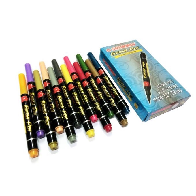 

[[COD]] Snowman - Brush Pen 12 Colors ( Water Based - Dyestuff Ink ) SPECIAL Kode 1080