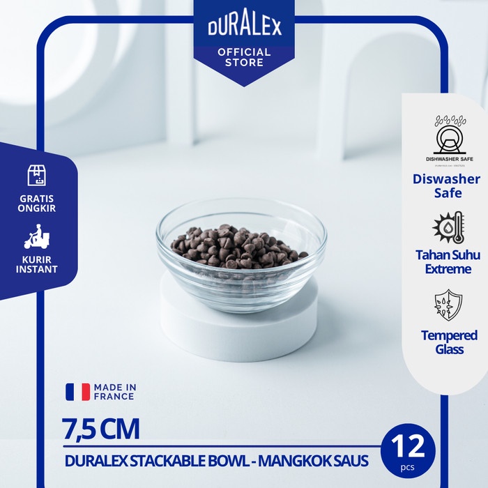 Duralex Mangkuk Sambel Stackable Bowl 7.5 Cm (Isi 12 Pc)
