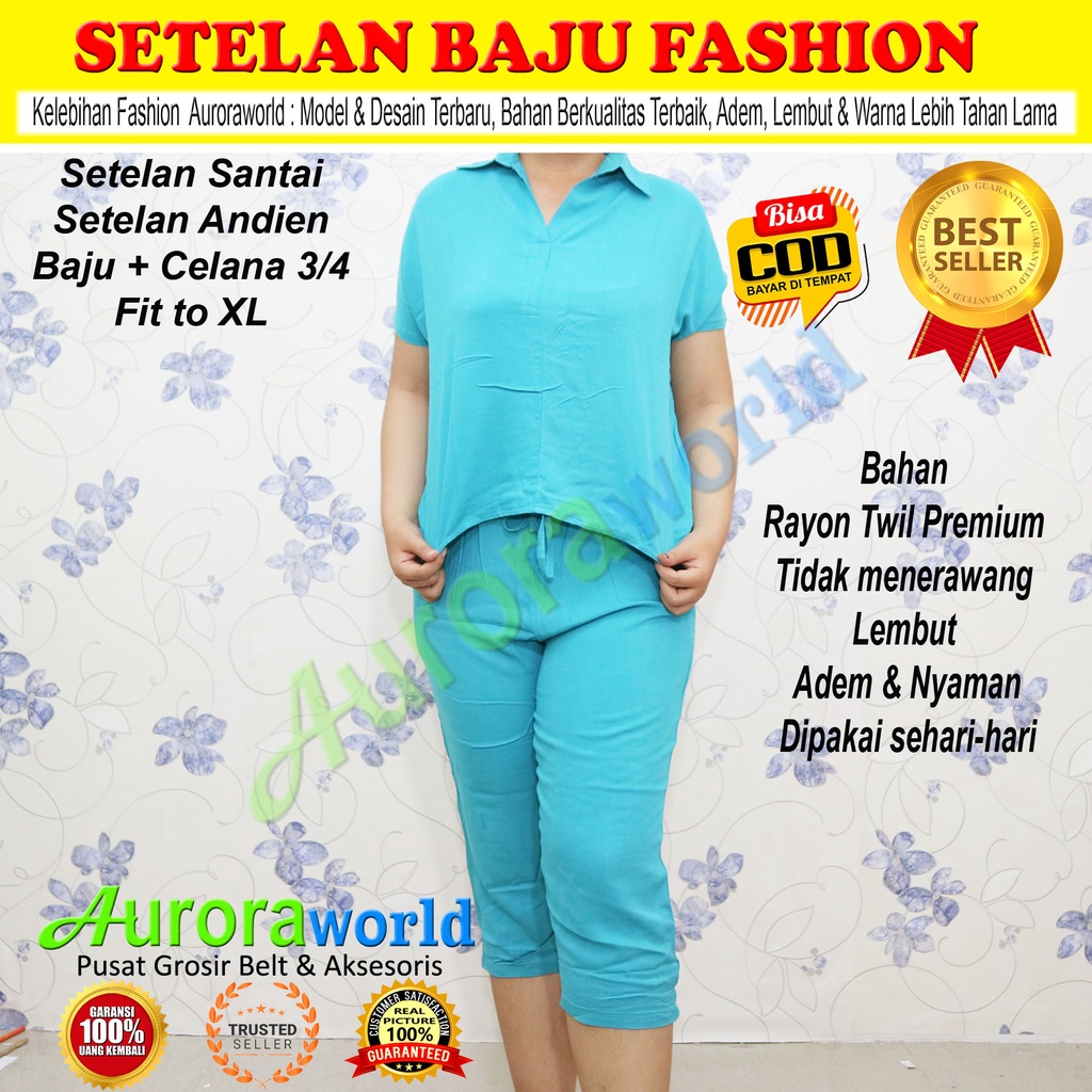 AURORAWORLD SET  Setelan Baju &amp; Celana Santai Fashion model terbaru bisa COD