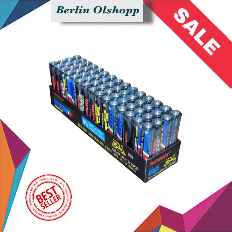 Baterai AAA / Battery A3/ Batere Traktormaxx AAA A3 R03 Non Mercury 1.5 Volt ( 1 PACK 60pcs )