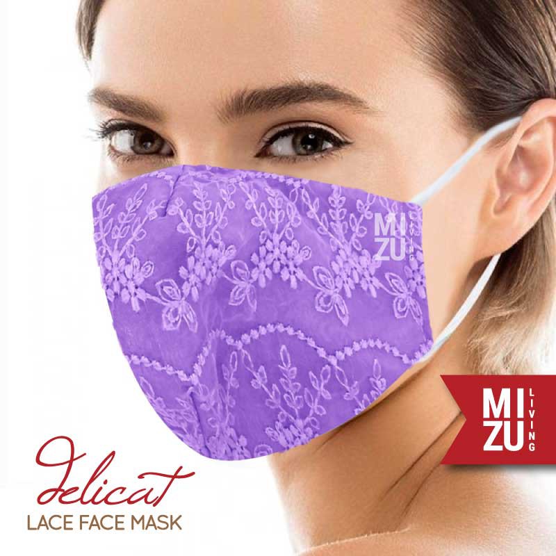 [SALE] MIZU DELICAT Lace Face Mask Embroidery Masker Renda Kain Organza Bordir 3Ply Cuci REUSABLE